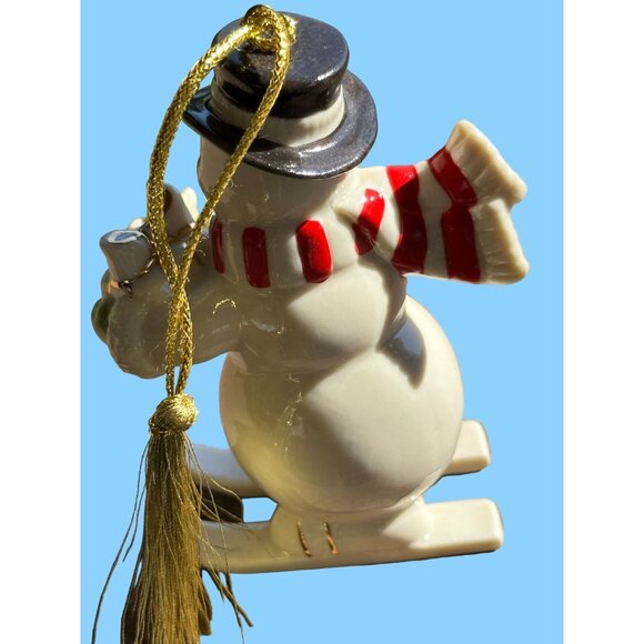 Two Lenox Porcelain Snowman Penguin Ornament Christmas Tree Figurine Hanging - Picture 4 of 9